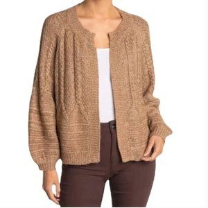 Lucky Brand Brown Balloon Sleeve Cardigan Sweater